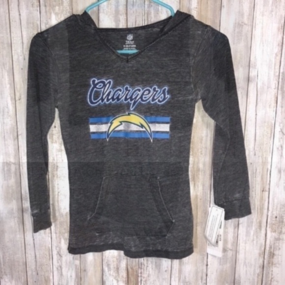 NWT Kids LA Chargers Hooded Tee Grey Girls Small - Picture 4 of 5